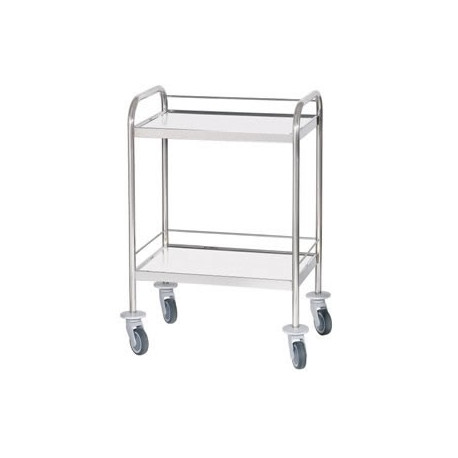 Chariot inox 2 plateaux bords relevés avec galeries 3 côtés