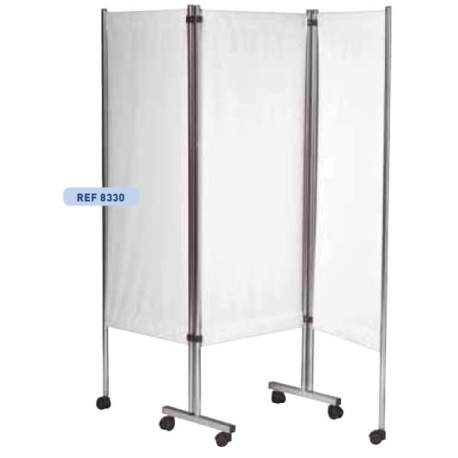 Paravent mobile 3 panneaux structure inox
