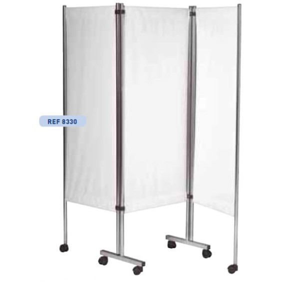 Paravent mobile 3 panneaux structure inox