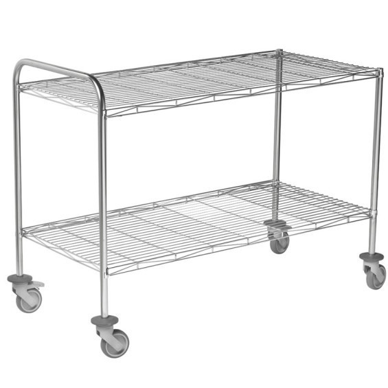 Chariot de transport 2 plateaux fil inox