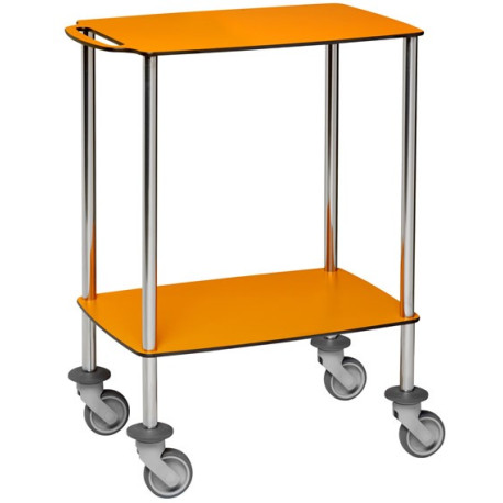 Guéridon de soins résine compacte 2 plateaux poignée de guidage