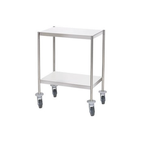 Guéridon médical inox 2 Plateaux bords tombés
