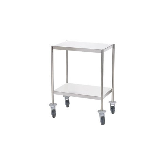 Guéridon médical inox 2 Plateaux bords tombés