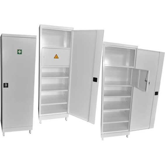 Armoire à pharmacie avec coffre à toxiques pour infirmerie