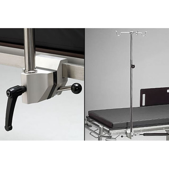 Tige à perfusion avec clameau simple pour table d'opération