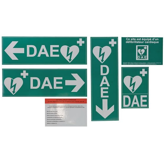 Signalétique Défibrillateur Kit de 5 Plaquettes PVC