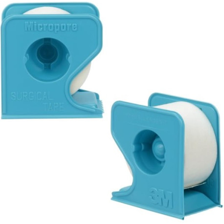 MICROPORE 3M Sparadrap 9,14 m x 2,5 cm sur dévidoir bleu - Lot de 12