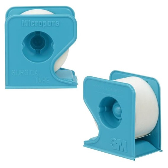 MICROPORE 3M Sparadrap 9,14 m x 2,5 cm sur dévidoir bleu - Lot de 12