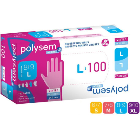 Gants vinyle non poudrés POLYSEM Médical